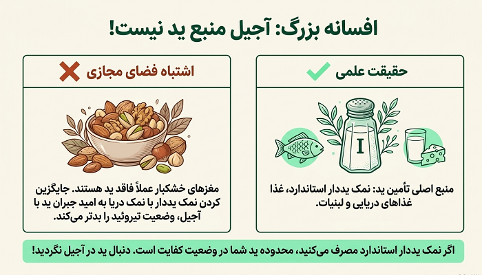 بهترین آجیل برای کم کاری تیروئید 2 افسانهٔ ید در آجیل
