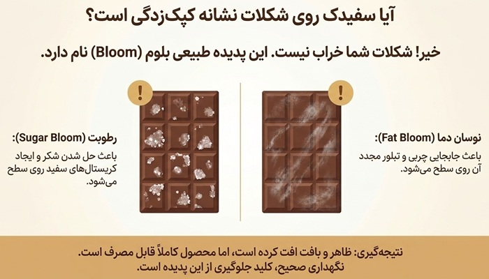 سفیدک روی شکلات یعنی شکلات خراب شده است؟